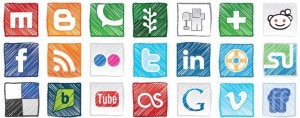 Various social networking logos to symbolizing "Getting Social"